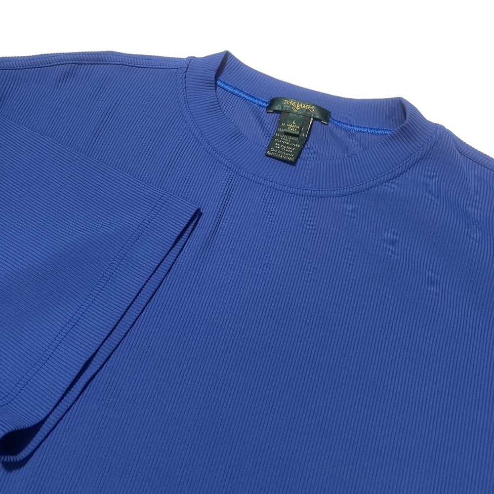 Tom James Large‎ Blue Crew Neck Short Sleeve Jersey Silk Blend